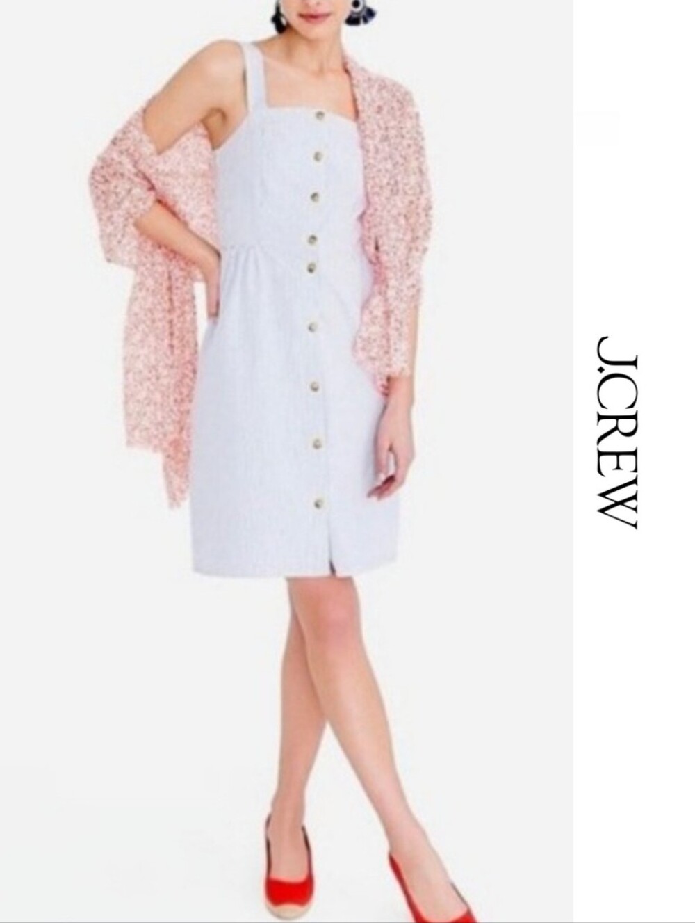 {J Crew} Button-Front Dress in Seersucker Size 4